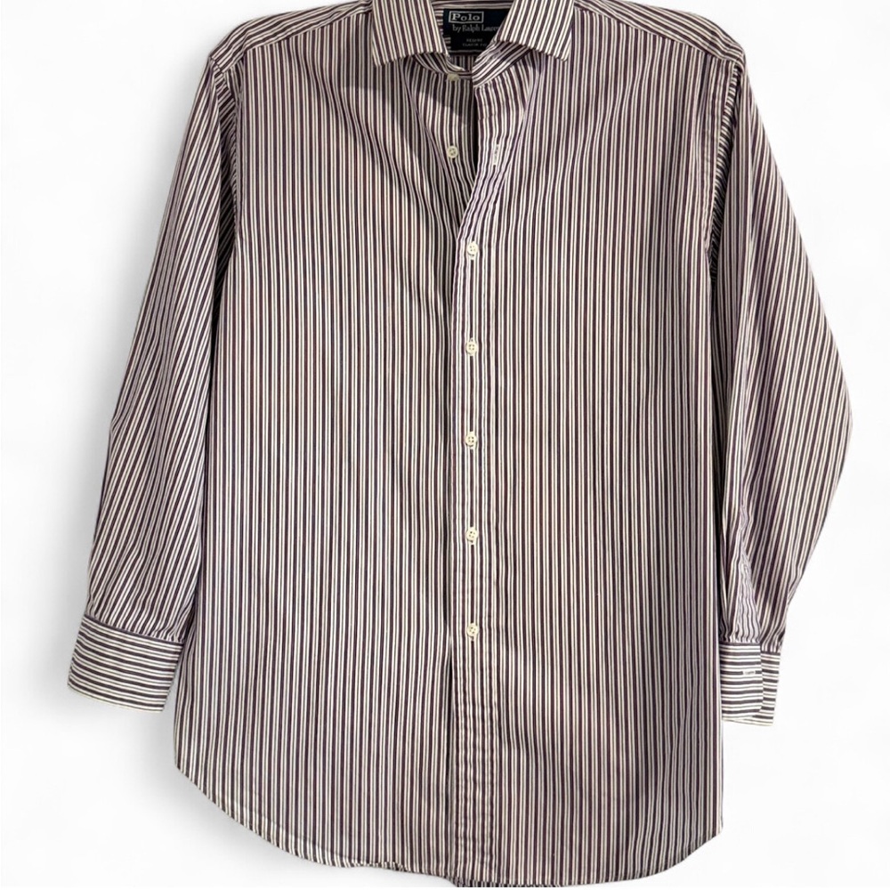 Ralph Lauren Purple and White Striped Shirt